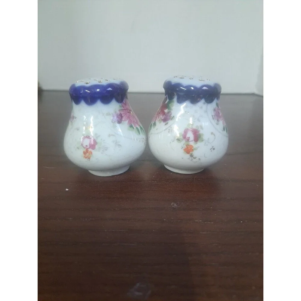 Vintage Nippon Style Wildflowers Porcelain Salt And Pepper Shaker Set